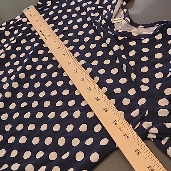 POPYOUNG sz XL navy midi dress with white polka-dots - Picture 6 of 9